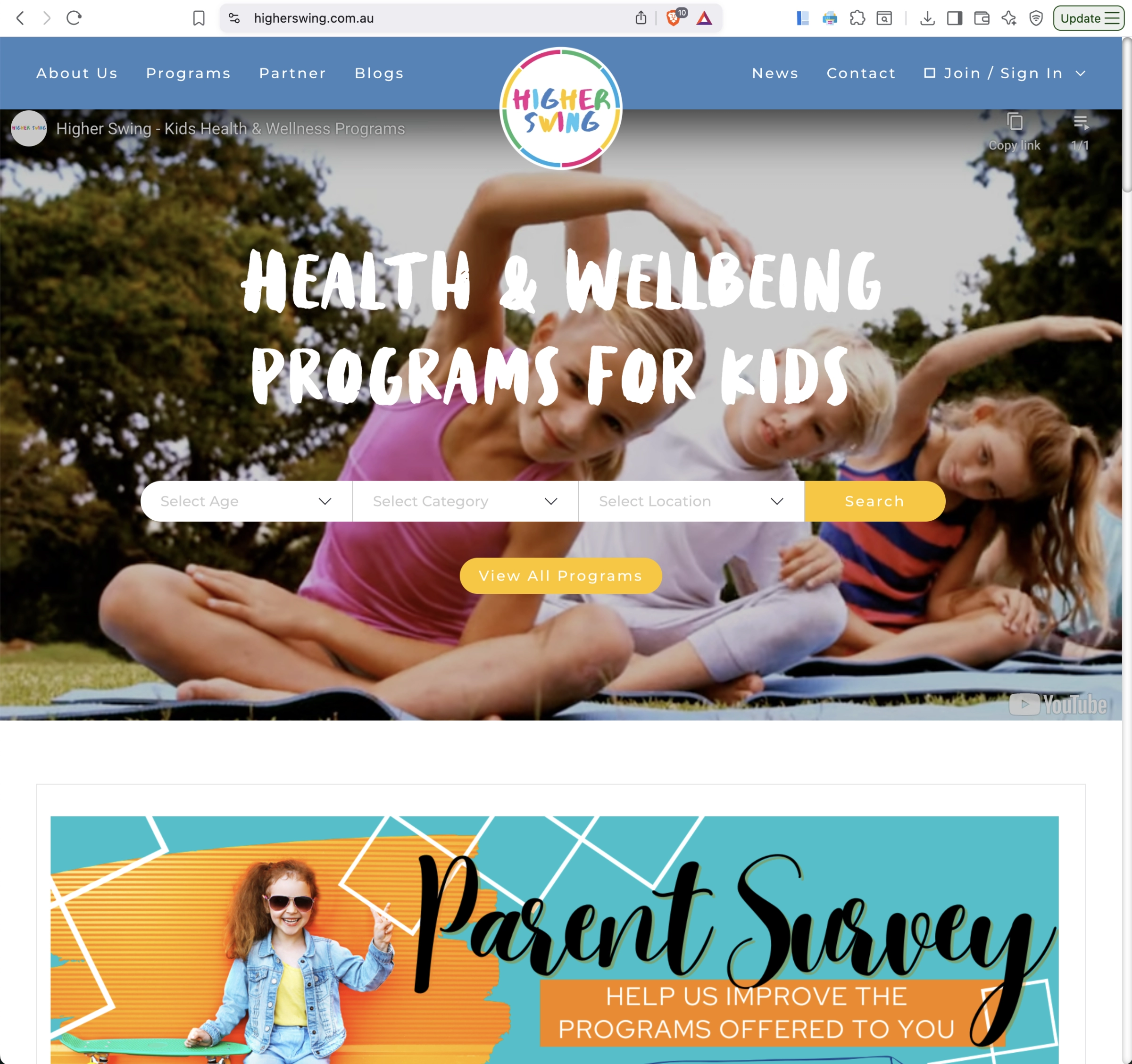 Higher Swing Kids Wellbeing Portal - Built by Joomstore Perth